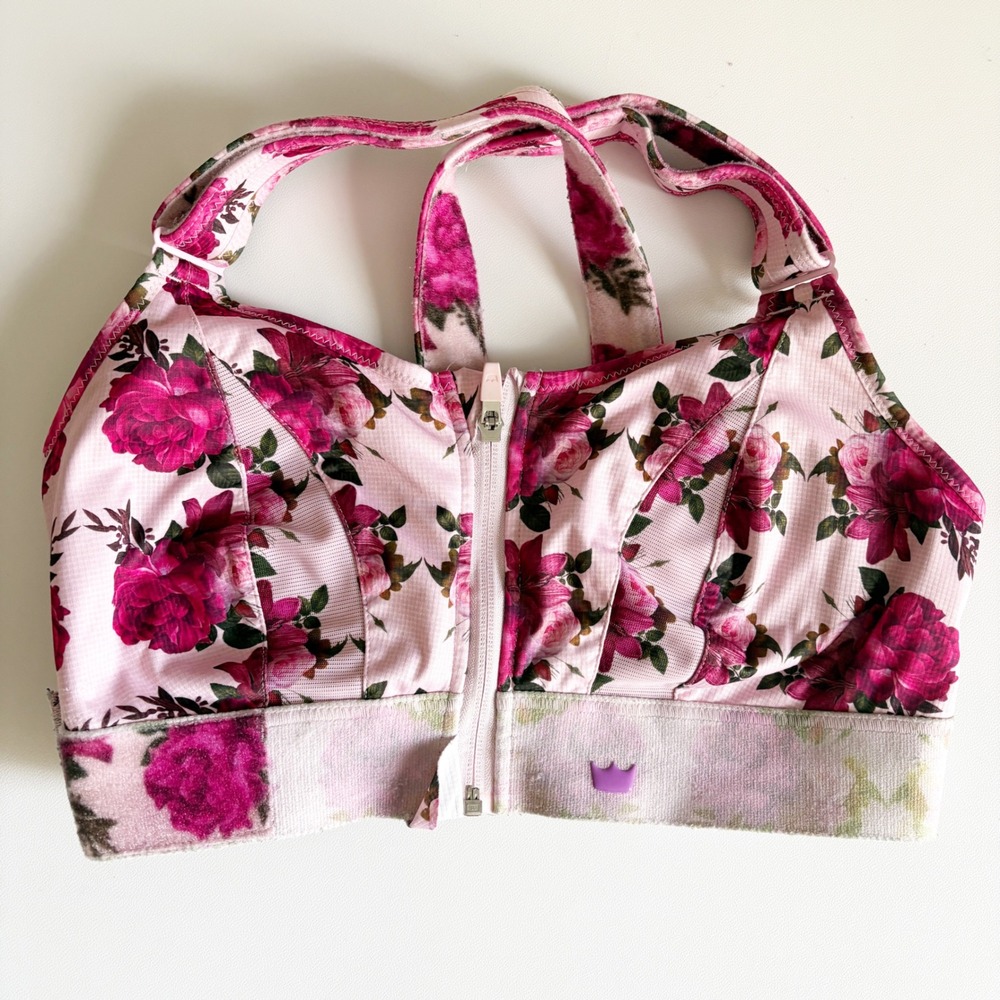 SHEFIT Womens Ultimate Luxe Pink Floral High Impact Posture Sports Bra Size M